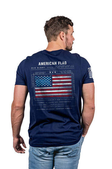 Nine Line navy american flag schematic short sleeve shirt from back